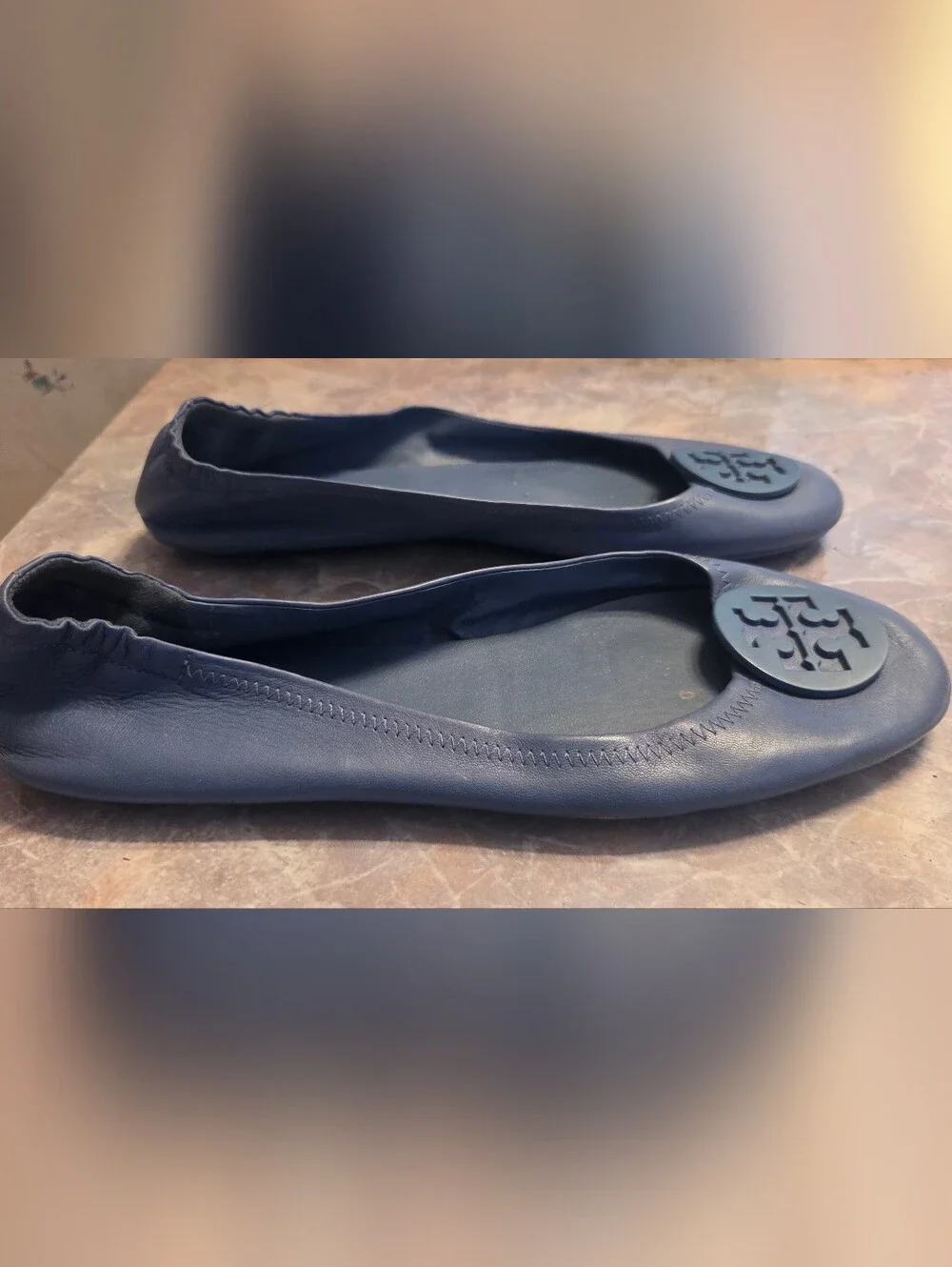 Tory Burch Navy Miller Logo Ballet Flat